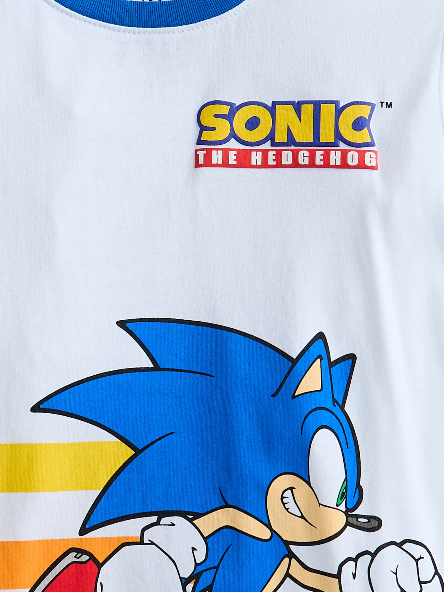Sega Sonic The Hedgehog Boys Short Sleeve Puff Print Ringer T-Shirt, Sizes XS 4/5-XXL 18/20