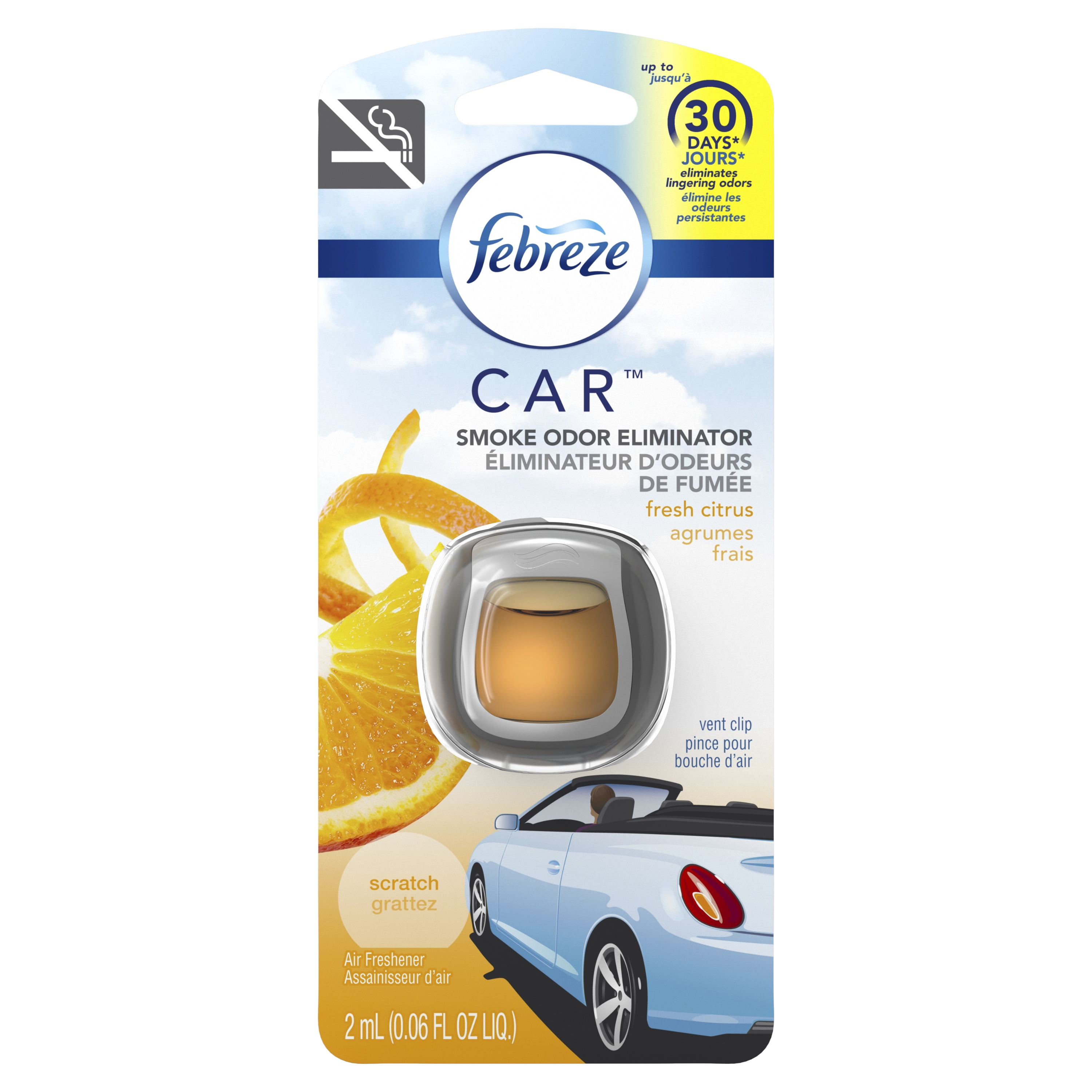 Febreze Car Air Freshener Vent Clip, Fresh Citrus, 1 Count
