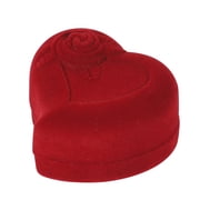 I-MART 2 Pack Heart Shaped Red Rose Ring Box, Earring Box, Earring Gift Box, Ring Case