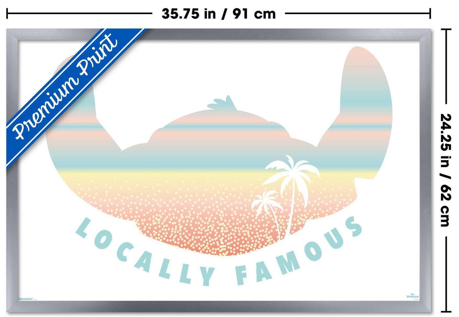 Disney Lilo and Stitch: Beach Vibes - Locally Famous Wall Poster, 14.725" x 22.375" Framed