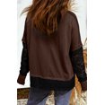 thumbnail image 2 of Women's Dark Brown Sheer Lace Patchwork Casual Long Sleeve Tee, XL, 2 of 10