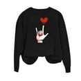 thumbnail image 4 of GUZOM Womens Valentine's Day Sweatshirt, Black Oversized Off-The-Shoulder with Pixel Rock On Hand Heart Print,Size XL, 4 of 6