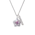 thumbnail image 2 of Delight Jewelry Silvertone Pink & Purple Butterfly on Large Flower Silvertone Forever Bar Charm Necklace, 23", 2 of 4