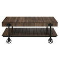 thumbnail image 2 of Furniture of America Acres Wood Walnut Coffee Table with Metal Black Wheels, 2 of 11