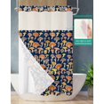 thumbnail image 2 of No Hook Shower Curtain with Snap in Liner, Hello Fall Thanksgiving Orange Yellow Mushroom Navy Blue Shower Curtains for Bathroom, Washable Shower Curtain Liner Set with Mesh Top Window, 36"x72", 2 of 6
