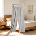 thumbnail image 5 of Women's Cotton Pajama Capris Plus Size Elastic Waist Soft Lounge Summer Pjs Bottoms Capri Pants Sleepwear (3XL, Gray), 5 of 6