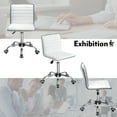 thumbnail image 3 of Furmax Leather Swivel Office Chair - Mid Back Vanity Chair for Makeup Desk, Armless Ribbed Task Chair with Ergonomic Support (White), 3 of 7