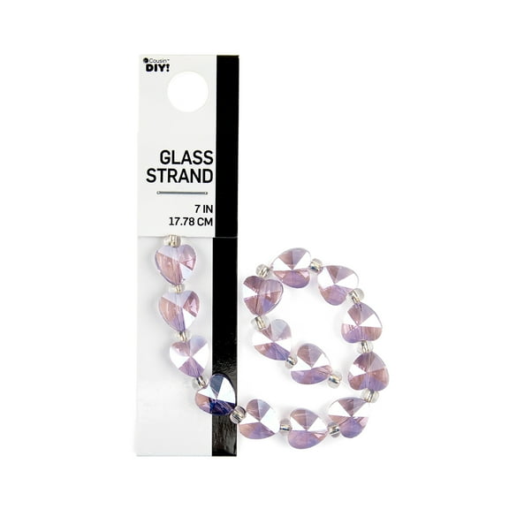 Cousin DIY Light Pink Glass Heart Bead Strand, 10 mm, 14 Piece, Adult, Model 69995926