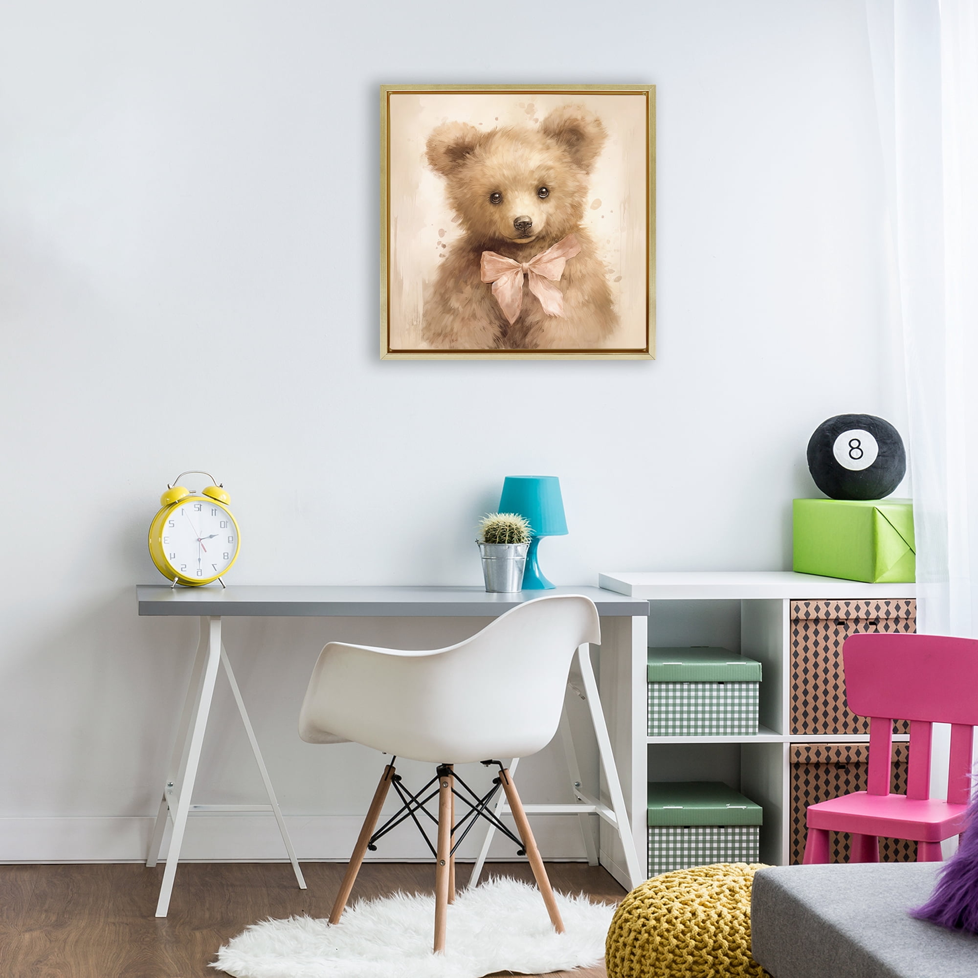 Stupell Industries Little Baby Bear Gold Framed Floater Canvas Wall Art, design by Tina LeCour