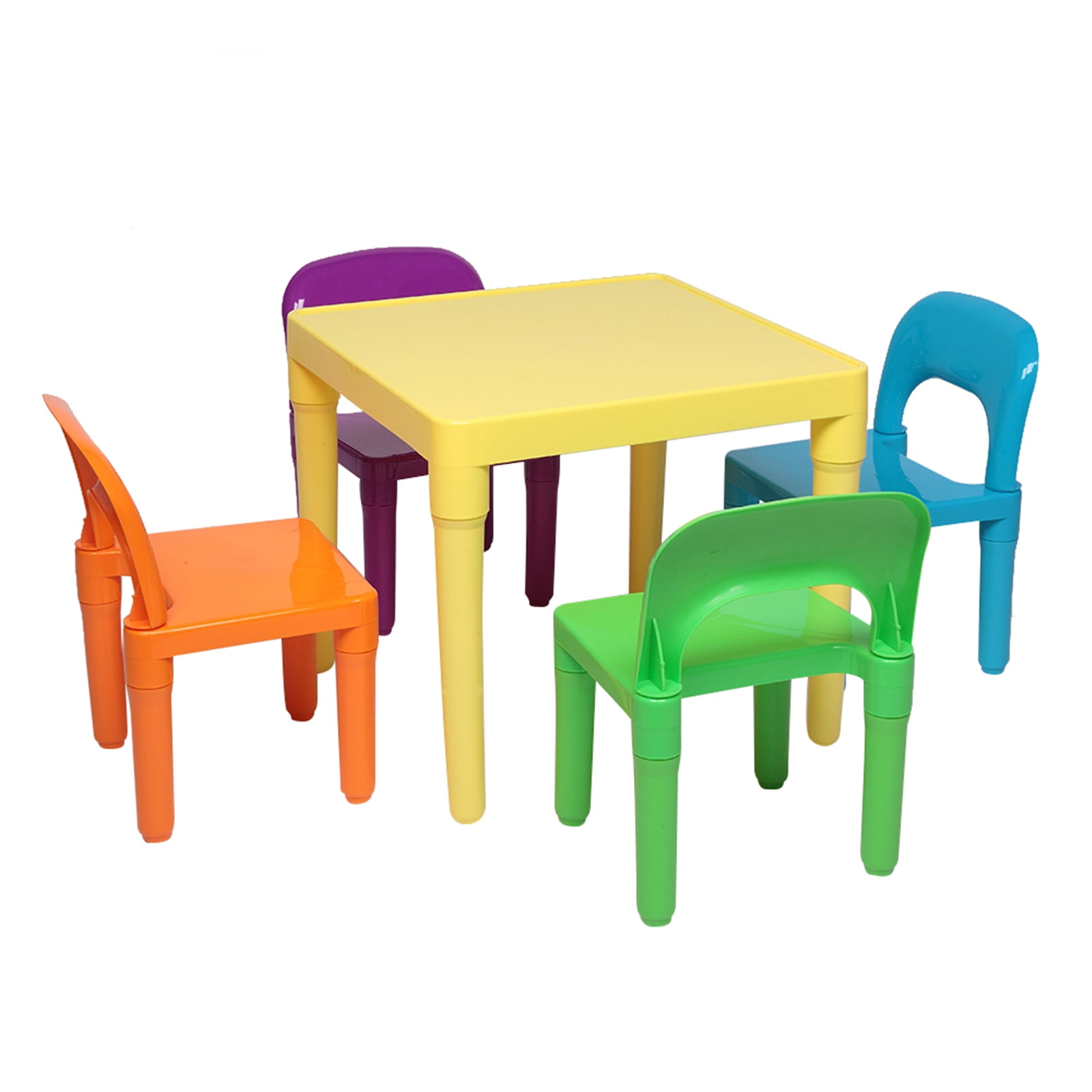 Cfowner Set of Plastic Table And Chair for Children, with One Desk And Four Chairs