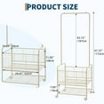 thumbnail image 3 of Metal Laundry Cart with Hanging Rack & Storage Shelves, 3-In-1 Rolling Hamper with Wheels, 3 of 7