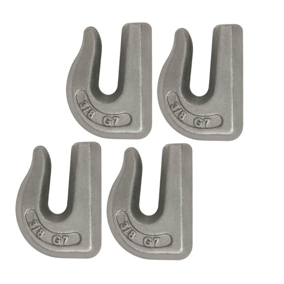 (4 Pack) G70 3/8" Weld On Chain Grab Hooks - 6600 lbs WLL Forged Chain Hook for Truck Tractor Flatbed - Heavy Duty Weldable Grab Hooks for Rigging/Forklift Trailer