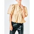thumbnail image 3 of SUNSIOM Women’s Puff Sleeve Peplum Tops Frill V Neck Solid Color Loose Shirts Spring Fall Blouses, 3 of 6