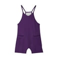 thumbnail image 6 of ZACPNCV Girls Sleeveless Jumpsuits V Neck Spaghetti Strap Romper Shorts with Pockets Casual Stretchy Short Overalls for Kids Purple 9-10 Years, 6 of 9