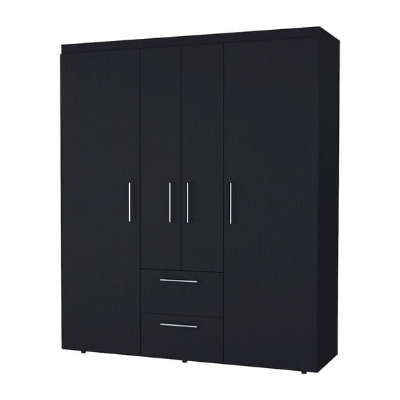 Plethoria Home Black All-In-One 2-Door Armoire