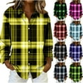 thumbnail image 4 of Fmbrln Womens Plaid Shirts Button Long Sleeve Turndown Collar Shirts Fashion Casual Lightweight Blouse Tops, 4 of 4