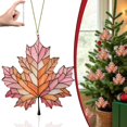 thumbnail image 2 of Stained Glass Acrylic Maple Leaf Hanging Ornament, Fall Window Suncatcher, Harvest Halloween Home Porch Decor, 2 of 6