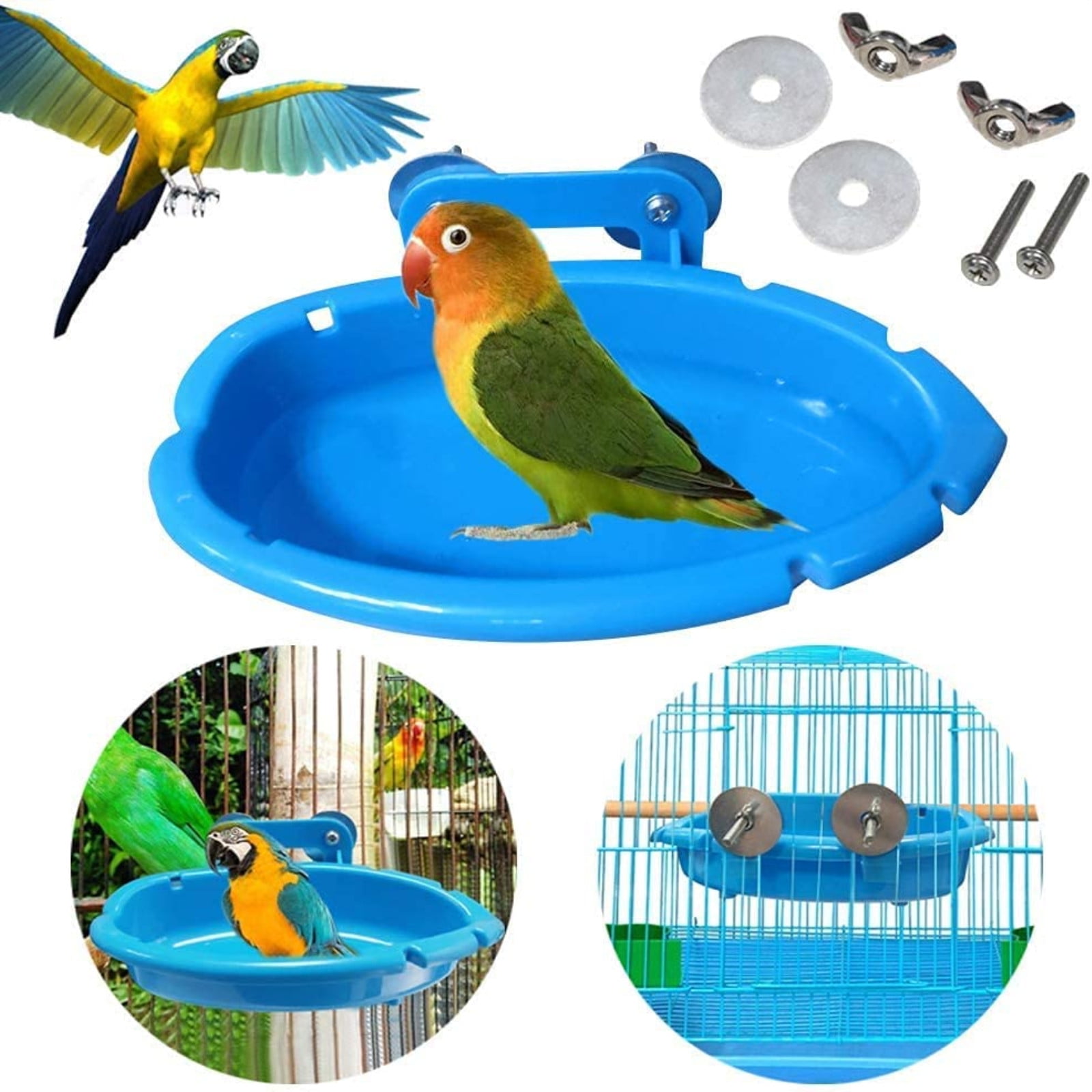 1 pcs Pet Small Bird Cage Bath Basin Parrot feeder Shower Supplies with Mirror 