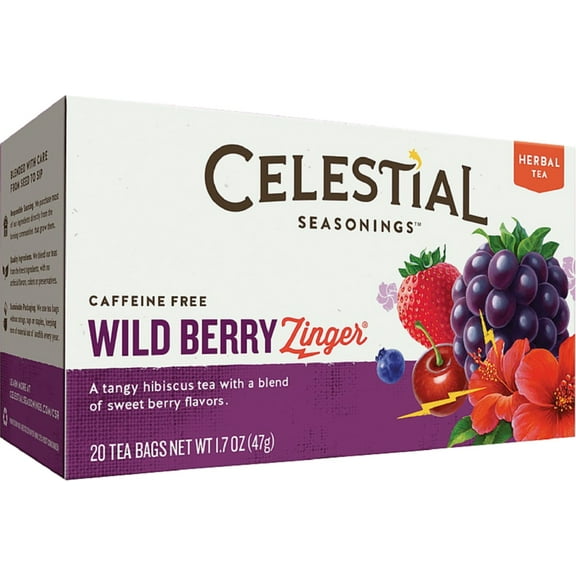 4 Pack - Celestial Seasonings Tea Caffeine Free Herbal Tea, Wild Berry Zinger 20 ea