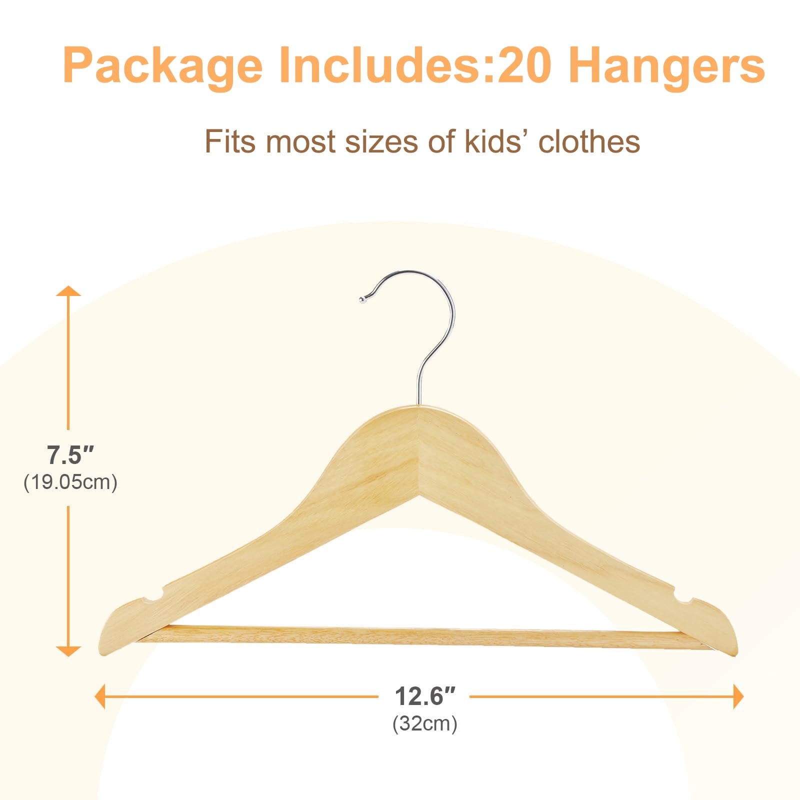 Cozymood Wooden Childrens Hangers Kids Hangers 20 Pack, Wood Baby Hangers, 360° Swivel Hook Non Slip Coat Hanger, Natural