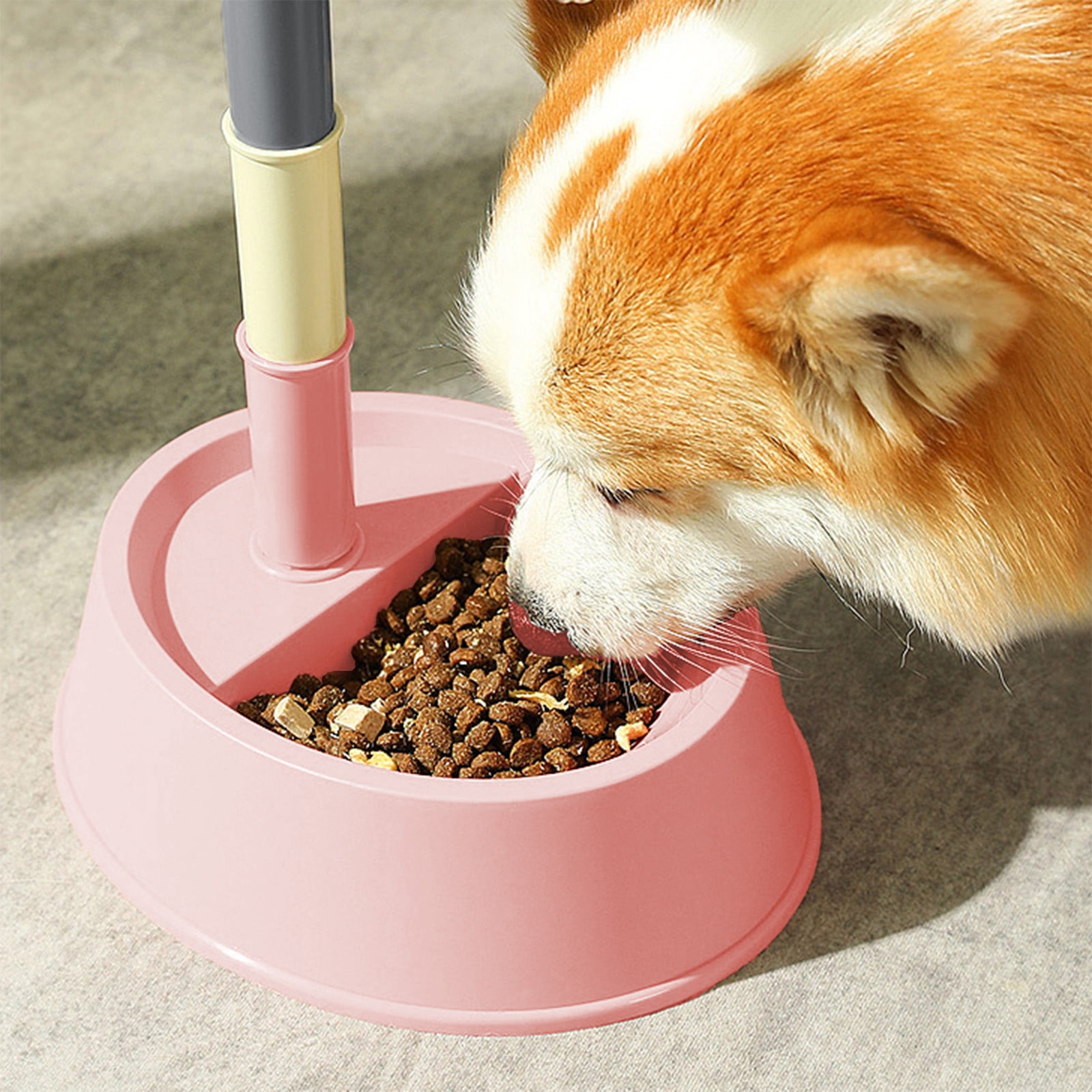 Pet Water Dispenser Bowl for Dogs and Cats with Licking Ball, No Spill Elevated Automatic Water Bottle, 650ml Large Capacity Space-Saving Design
