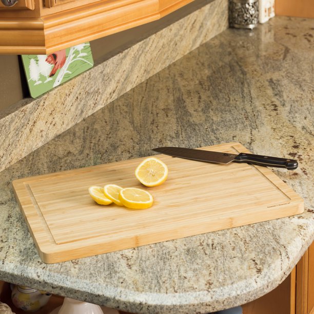 12 x 15 Bamboo Cutting Board with Juice Groove, Natural