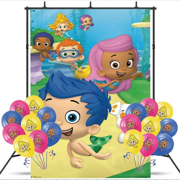 Bubble Guppies Party Decorations Backdrop Banner Balloons Taspestry Wall Decor Background Poster Decor Supplies