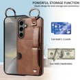 thumbnail image 5 of for Samsung Galaxy A14 5G Wallet Case with Card Holder, Hand Wrist Strap Loop Holder Kickstand, Finger Grip Ring Buckle PU Leather Double Buttons Shockproof Cover for Samsung Galaxy A14 5G, Brown, 5 of 10