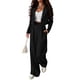 thumbnail image 5 of Chaqueta corta para mujer abrigo y pantalones de cintura alta ropa de viaje para mujer de color sólido, 5 of 6