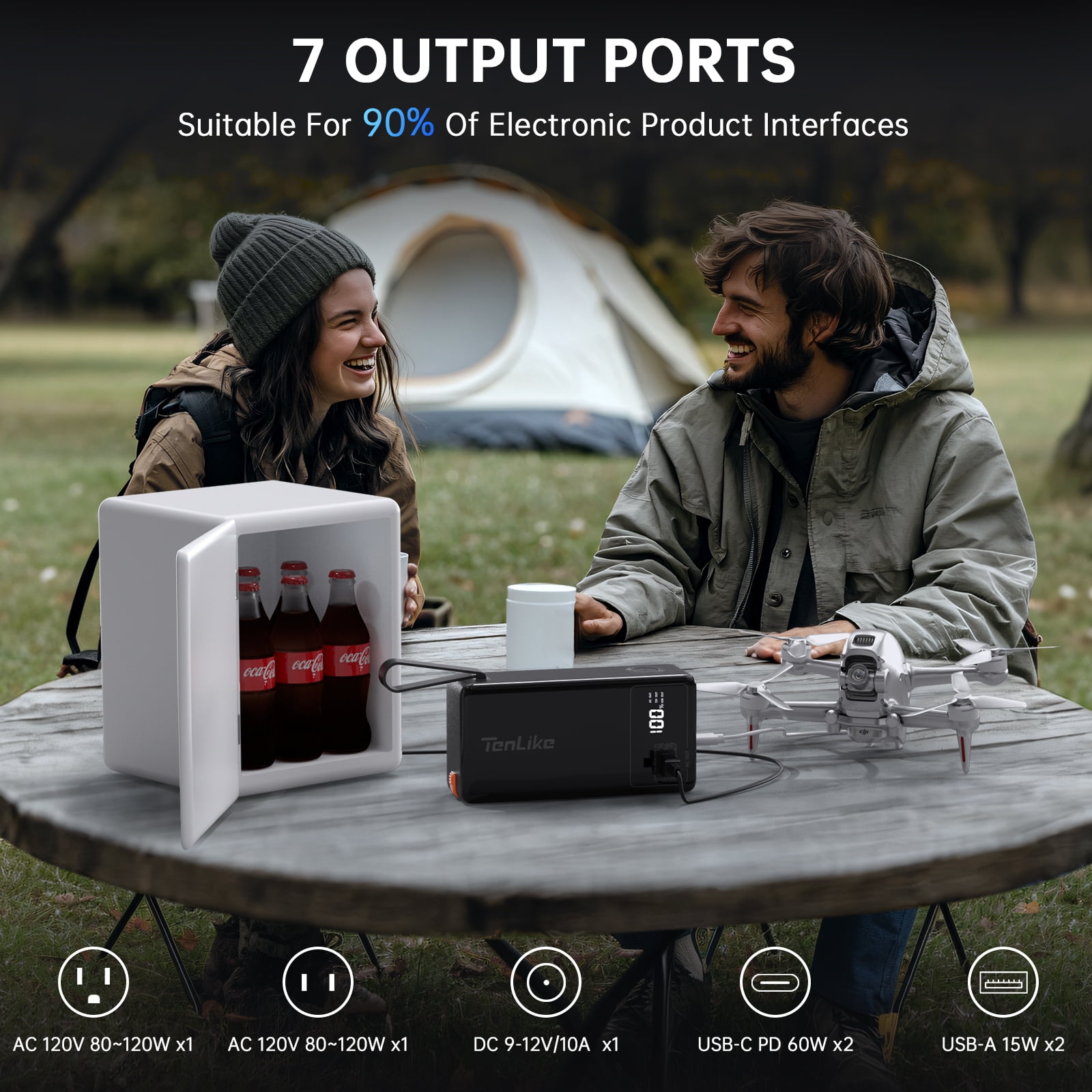 Froura 27000mAh Portable Power Station, Power Bank with AC Outlet, 60W USB-C for Laptop, Outdoor Camping Hiking, Black