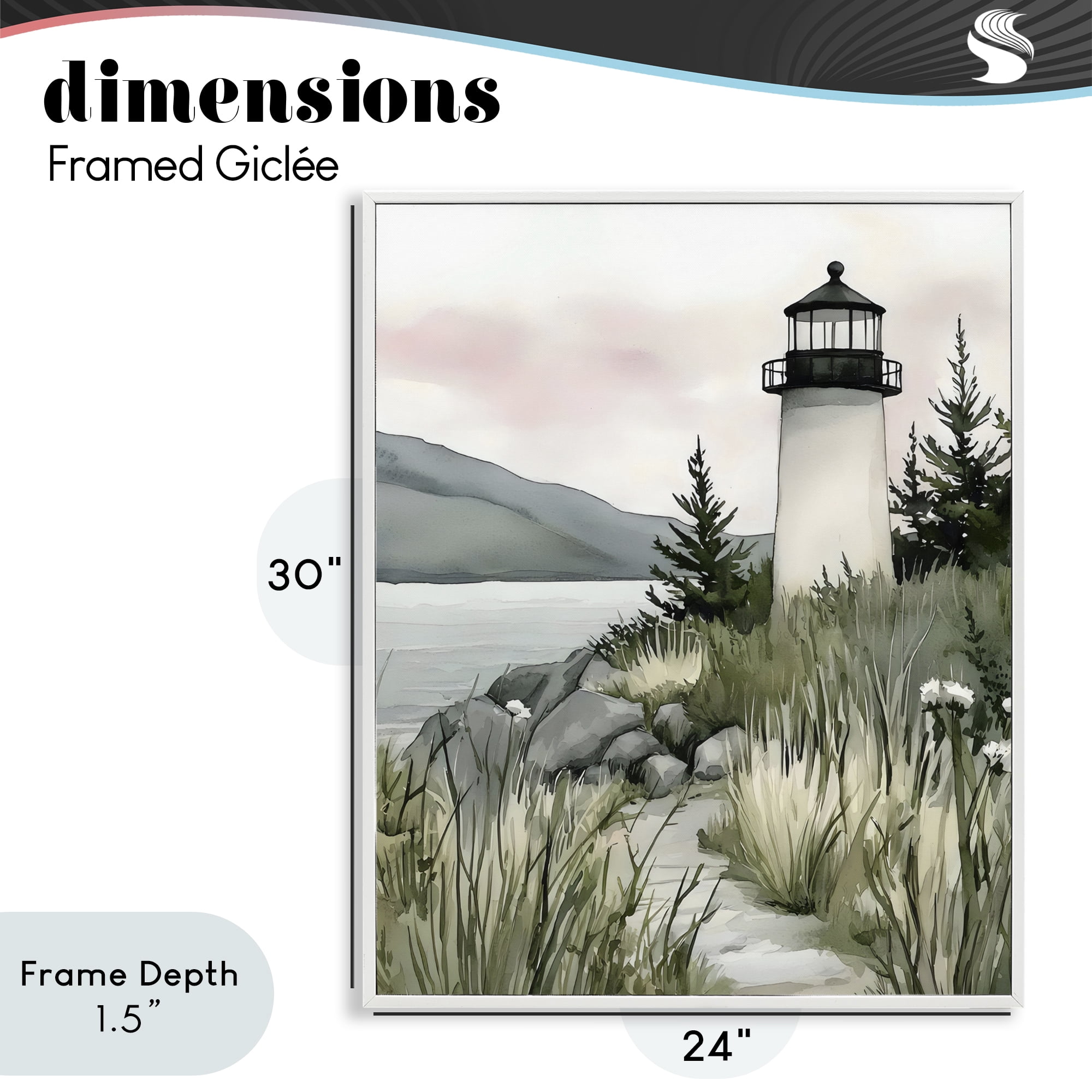 Stupell Industries Coastal Calm Lighthouse White Framed Giclee Art, design by Riley B