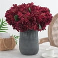 thumbnail image 4 of Luxcidy Artificial Flower Single Focal Edge Hydrangea Flower, Silk Fall Flowers Artificial Silk Dried Hydrangea Artificial Fall Florals Bouquet, for Home Wedding Party Table Decor(Red), 4 of 5