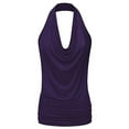 thumbnail image 4 of WTXUE Tank Tops Sleeveless, Scoop Neck Halter Blouse Drape Backless Cowl Vest Neck Tank Women Blouse Solid | Casual for Women Purple M, 4 of 7