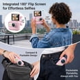 thumbnail image 5 of Ourlife Mini Wearable Action Camera, 4K Video, 48MP Photos, 2.0" Flip Screen, WiFi App, Magnetic Mount, Charging Case, 64GB Card, Pink, 5 of 11