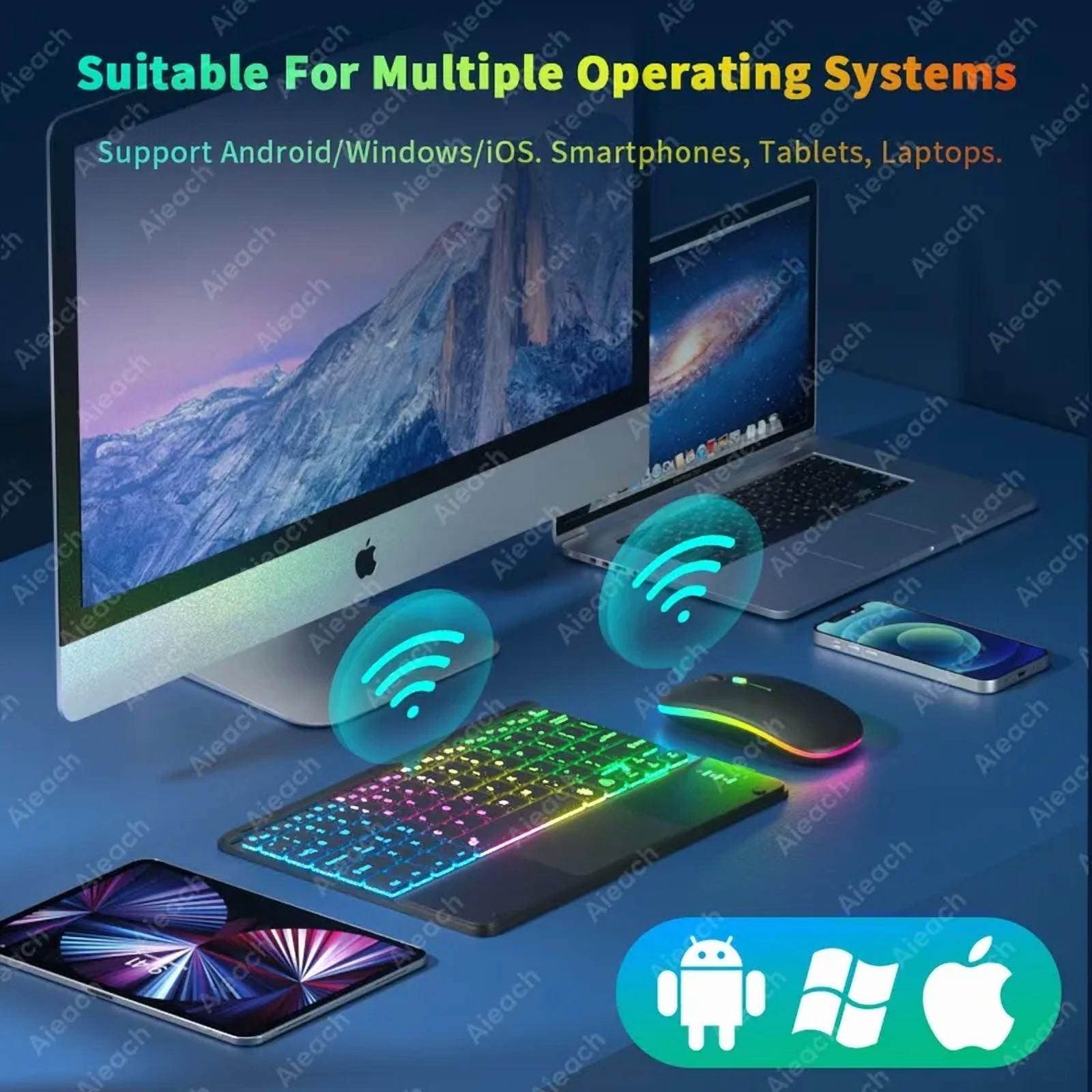 CAOX Bluetooth Wireless Keyboard Backlit with Touchpad Rechargeable 78Keys Portable Travel for iPad iOS/Android/Windows Tablet