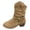 Khaki, variant on Rokment Women's Slouchy Wide Mid Calf Cowgirl Boots Fashion Casual Suede Buckles Pointed Toe Chunky Stacked Heels Cowboy Dress Short Booties Fall Winter