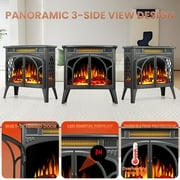 Electactic 25'' Electric Fireplace Heater, Overheat Protection Design, 3D Realistic Flame Effect, Independent Remote Control Fireplace, 500W/1500W, GREY