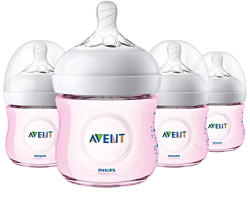 Philips Avent Natural Baby Bottle, Pink, 4oz, 4pk, SCF010/48