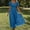 Blue, variant on IUYRTFE Women's Square Neck Smocked Midi Dress Short Puff Sleeve Tiered Ruffle Summer Casual A Line Dress