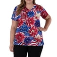 thumbnail image 4 of JoveMarine Women's V-Neck Short Sleeve Scrub Top with Pockets Independence Day Printed Work Blouse Spring Summer Casual Uniform for Daily Work Blue 2XL, 4 of 6