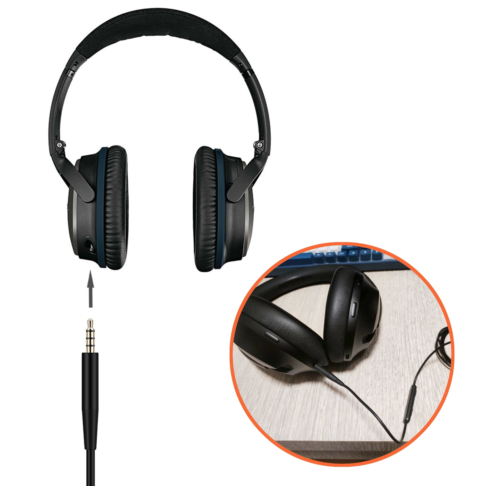 Replacement Audio Cable for Bose Headphones Cord Wire 3.5mm to 2.5mm Compatible with Bose 700 Quietcomfort 25 QC25 35 QC35 QC35II 45 QC45 JBL Tune 710BT 660NC 760NC with in-line Mic & Volume Control