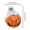thumbnail image 3 of Mini Halloween Ghost Figurines - Set of Cute Resin Ghosts Sitting on Pumpkins, 3.5" Spooky Tray Decor for Home, Office, Wedding & Halloween Party Table Centerpieces, 3 of 5
