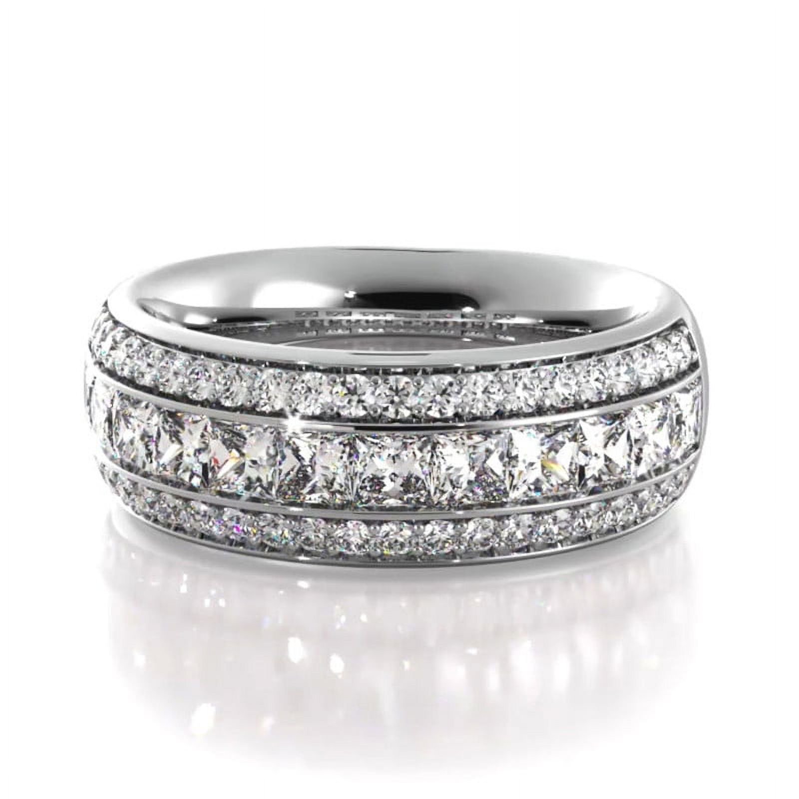 First Jewelry 14K White Gold Plated Rings - 1.4 Ct Princess Cut Ring for Women - Multi-Stone Stacking Engagement Band - Elegant Multi-Stone Engagement Ring for Women - Gifts for Her Teens
