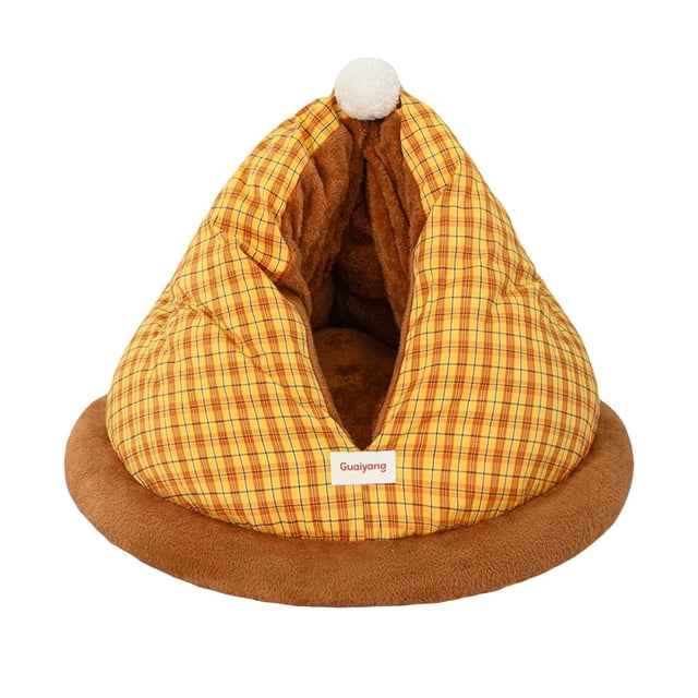 Flynix Cat Bed Cave Hideaway, Non Slip Bottom Nest Plush Self Warming Cave for Rabbit, S