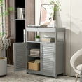 thumbnail image 4 of Costway Bathroom Floor Cabinet Storage Organizer with Open Shelf & Double Shutter Door Grey, 4 of 9
