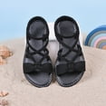 thumbnail image 4 of TOWED22 Girls Sandals Open Toe Summer Flats Dress Sandals Shoes Toddler/Little Kid/Big Kid Black,12, 4 of 6