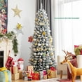 thumbnail image 2 of Costway 6.5ft Snow-Flocked Hinged Artificial Christmas Pencil Tree w/ 829 Mixed Tips, 2 of 10