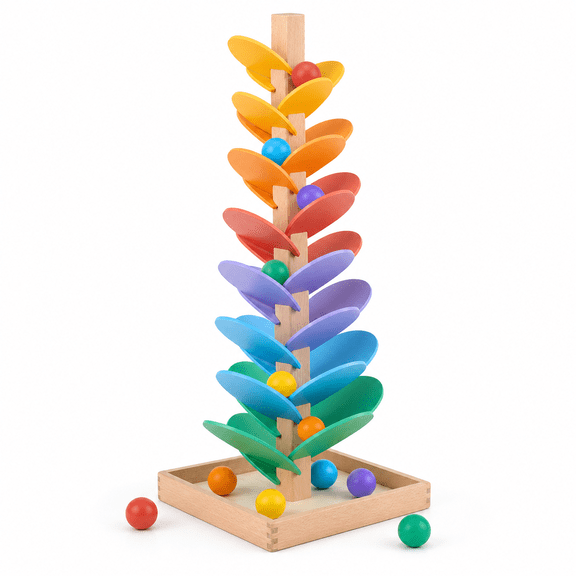 Wooden Marble Run Music Tree Set with 1.1 Inch Balls
