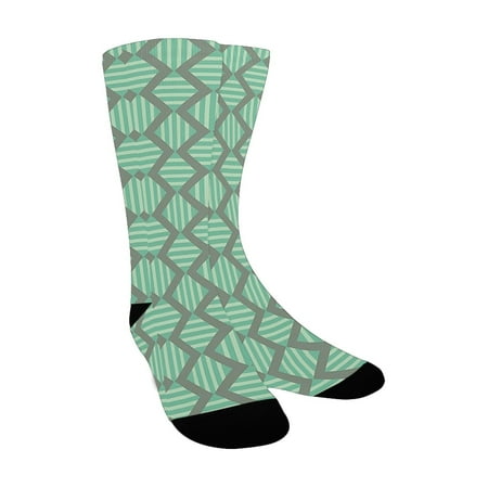 

Retro Geometrical Striped Pattern with Bold Vertical Repeating Zig Zags Mint Green Seafoam Sage Gree Custom Socks for Women
