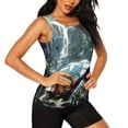 thumbnail image 2 of Gukieu Turtle In Jungle Waterfall Print Women's Quick-drying Fitness Vest, Round Neck Sleeveless Fitness T-shirt, Suitable for Yoga, Sports-X-Large, 2 of 7